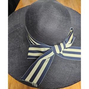 Ralph Lauren Hat Blue Womens Size M Linen Wide Brim